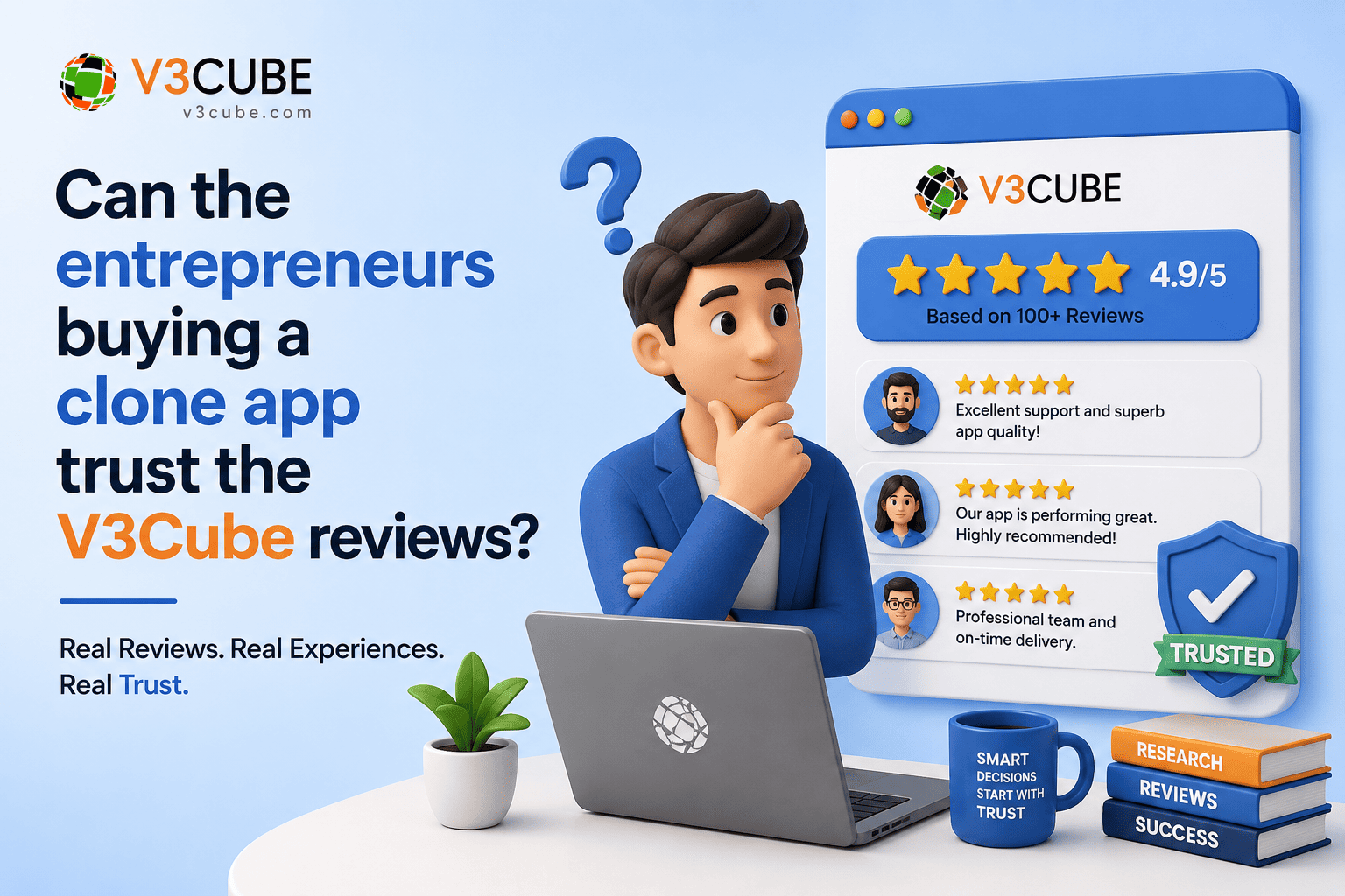 Can the entrepreneurs buying a clone app trust the V3Cube reviews
